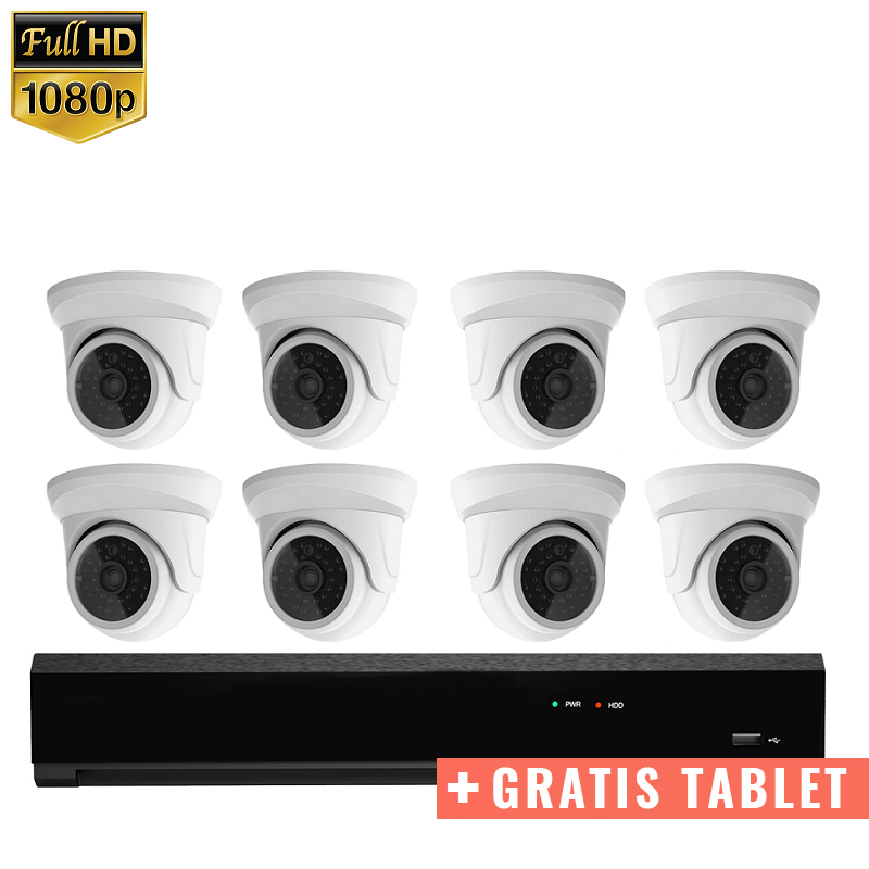 8x Mini Dome IP Camera 1080P POE Wired + FREE TABLET